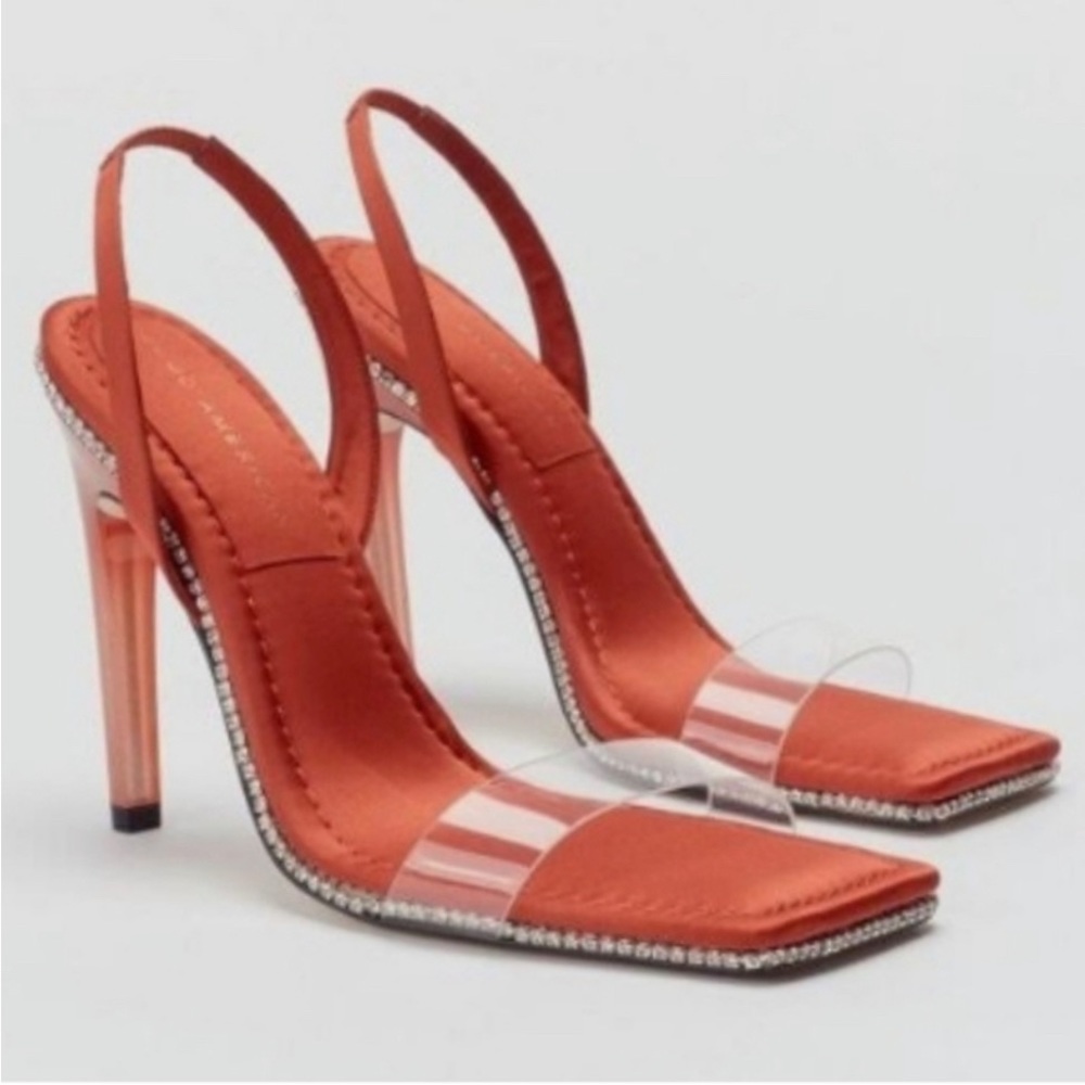 Good American Crush Lucite Sandal in Orange